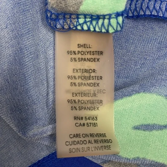 Calvin Klein Blue with Green floral Sleeveless Fitted Blouse Round Neck Size XS - Picture 8 of 8